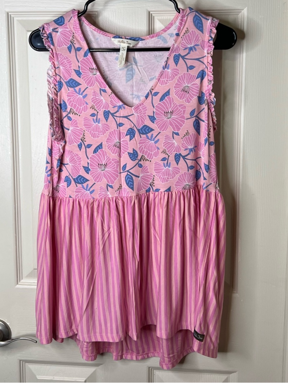 Matilda Jane Pink Striped Short Sleeve Top Size Small